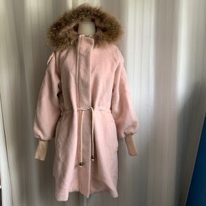 Pink coat w/ real fur hood